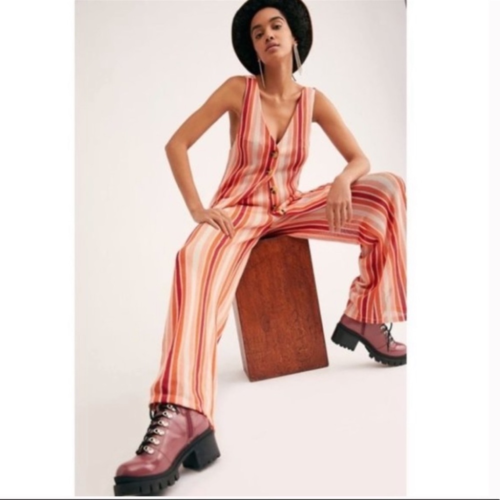 Free People Bridget Striped Pants in Sunset